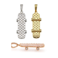 S925 Silver Skateboard Pendant w/ Moissanite
