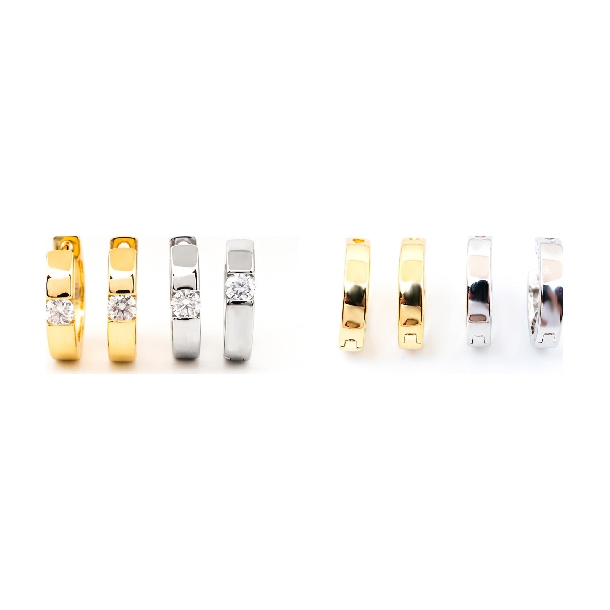 Ear hoops, S925 silver, 3.5mm moissanite, minimalist couple