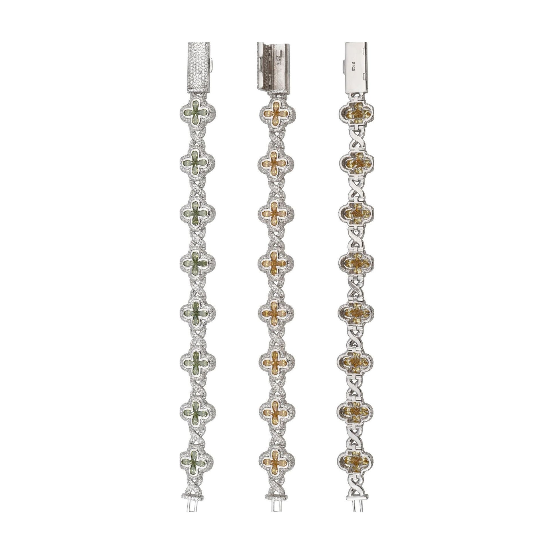 S925 Four-Leaf Clover Cuban Chain, 15.3mm Moissanite