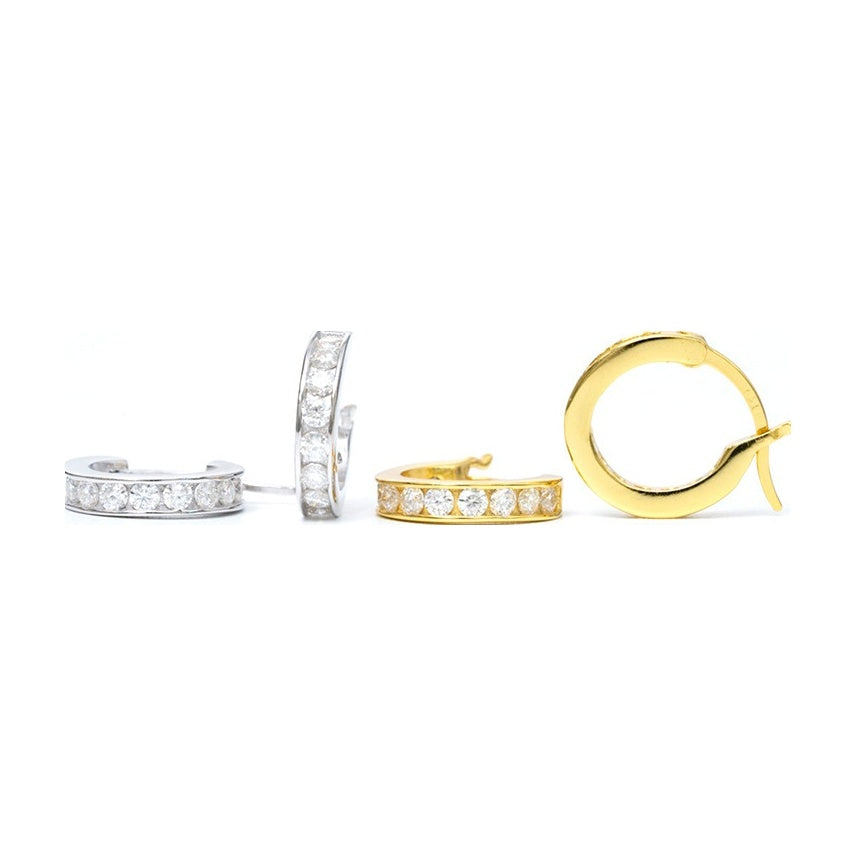 S925 Silver Single Row Moissanite Hoops