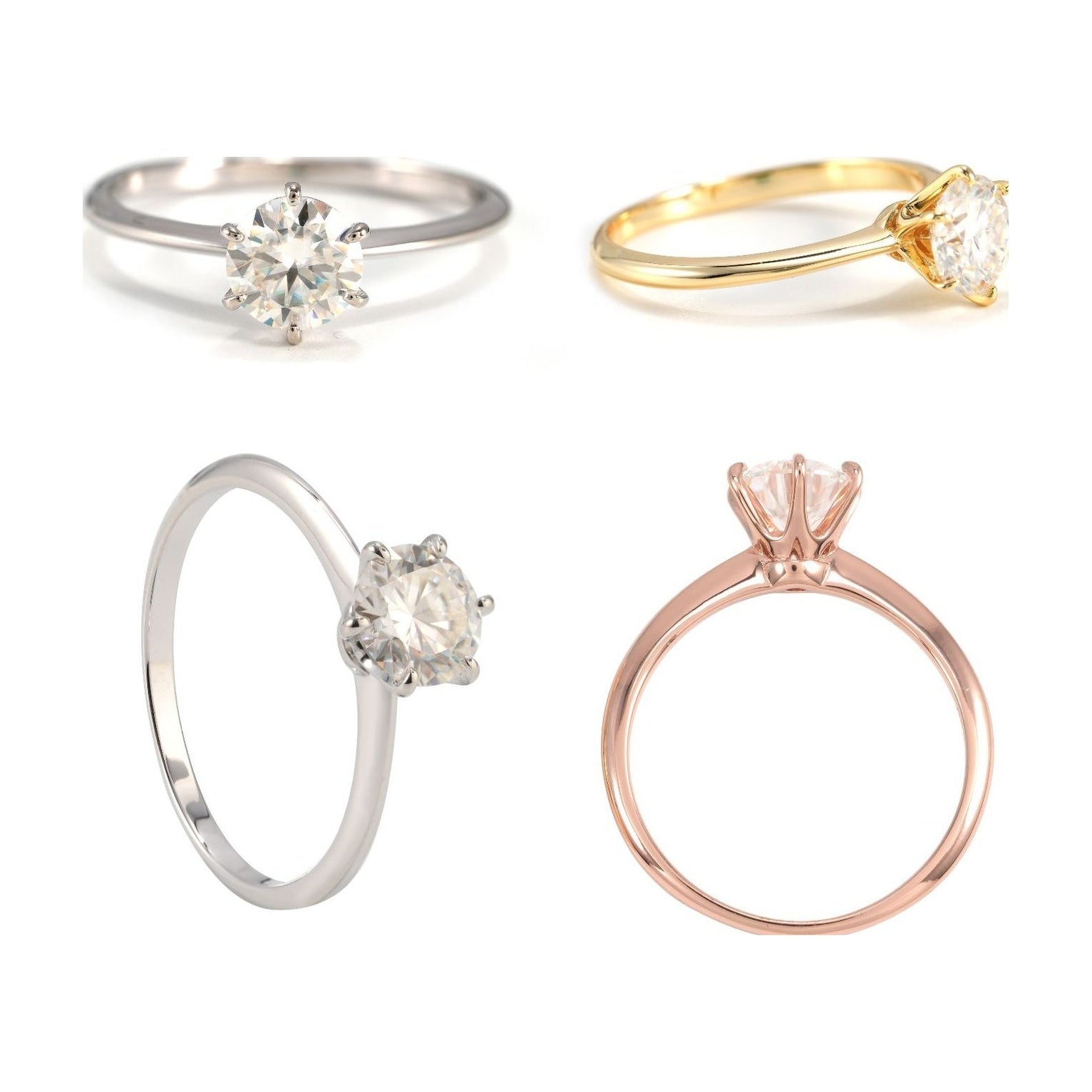 S925 1ct Round Moissanite Ring, 6-Prong, Elegant Everyday