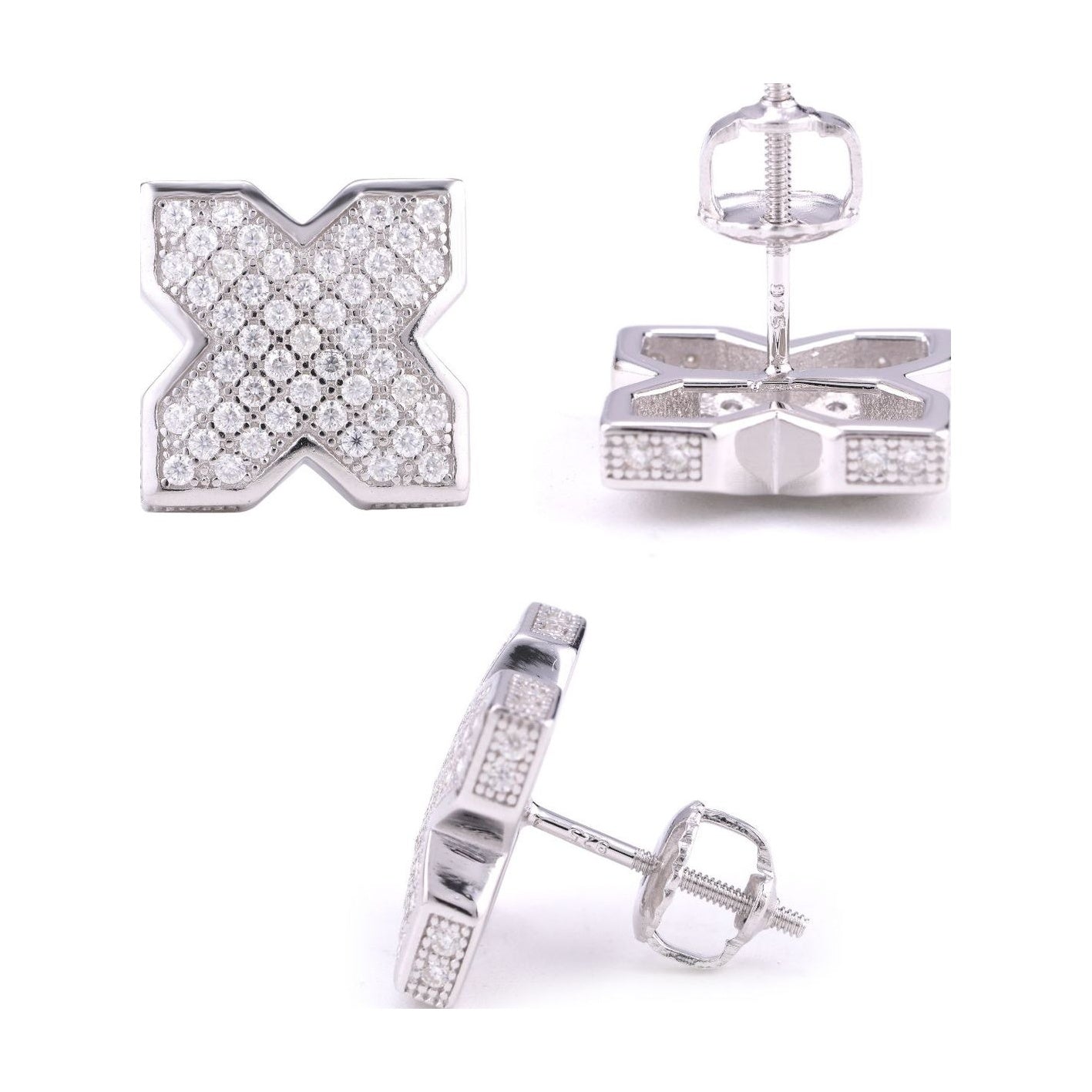 S925 Silver Moissanite X Stud Earrings