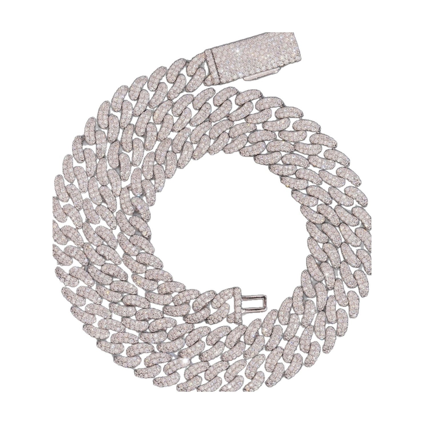 Cuban Chain 8mm Double Row, S925, Moissanite