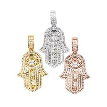 S925 Silver Palm Moissanite Pendant Men Hip-Hop Chain