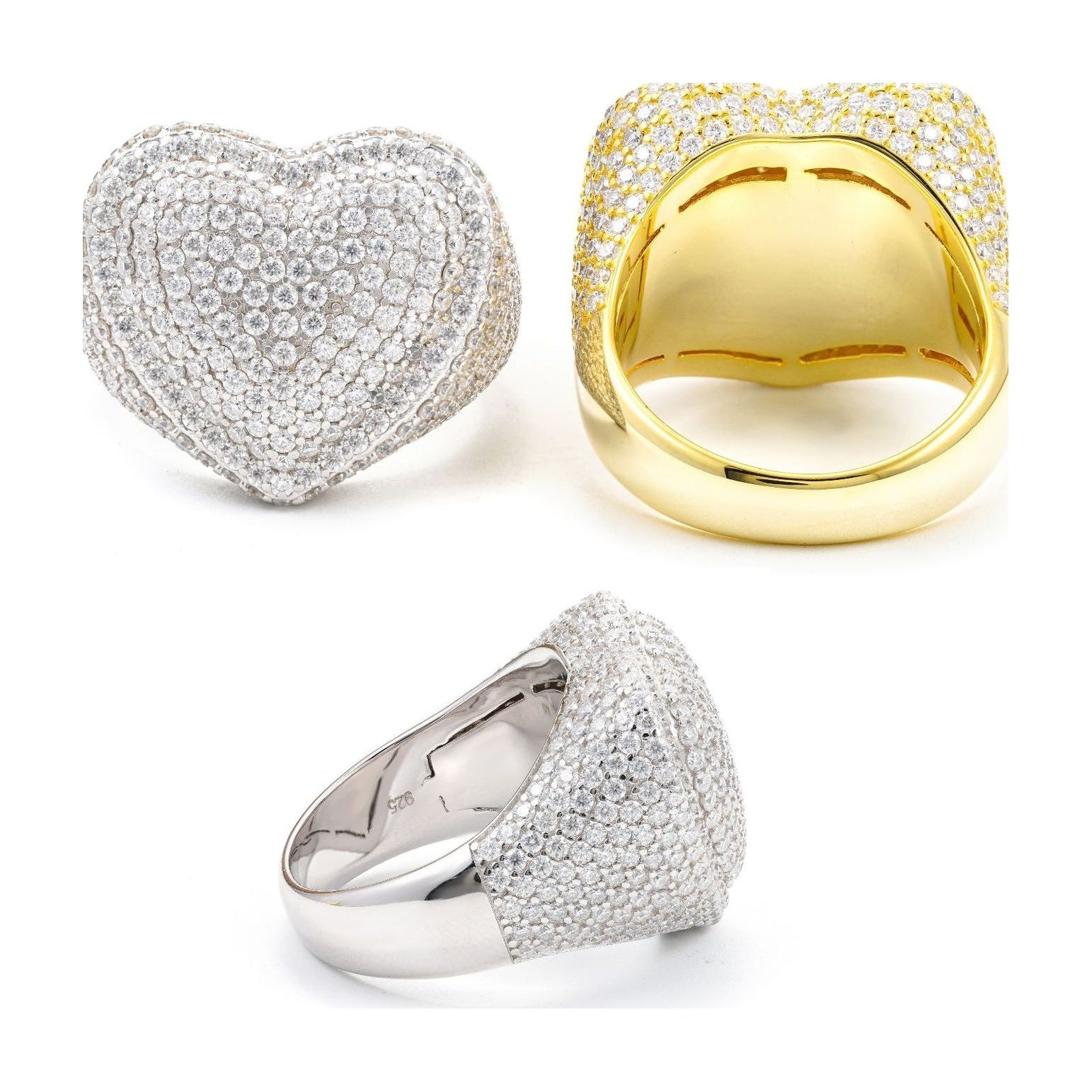 S925 Silver Half D-Color Moissanite Heart Ring