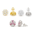 S925 Silver Moissanite Flower Stud Earrings