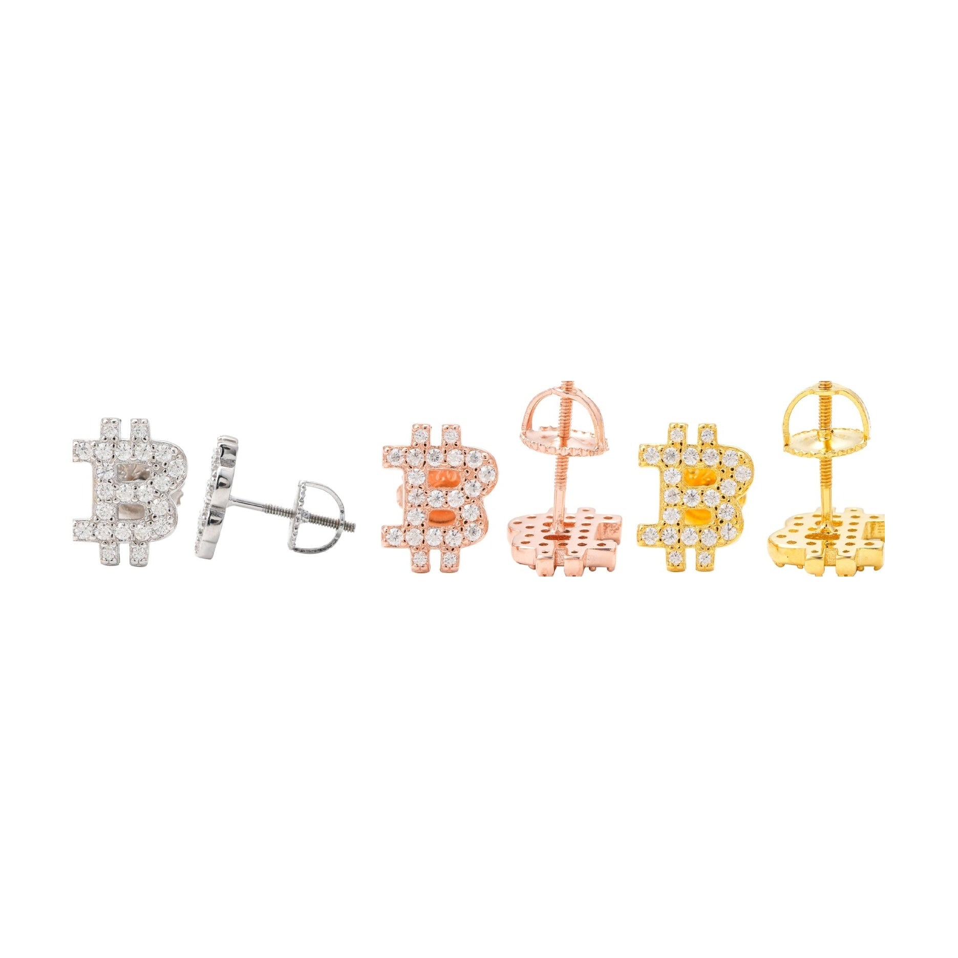 S925 Silver Moissanite Bitcoin Earrings Hip-hop