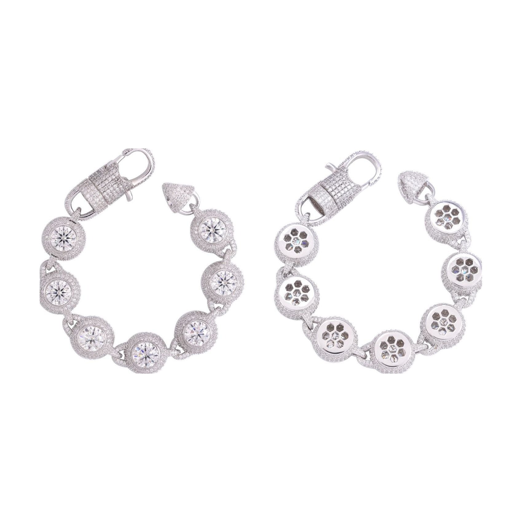 S925 Moissanite Bracelet, 13.9mm, Hip-Hop Couple Style