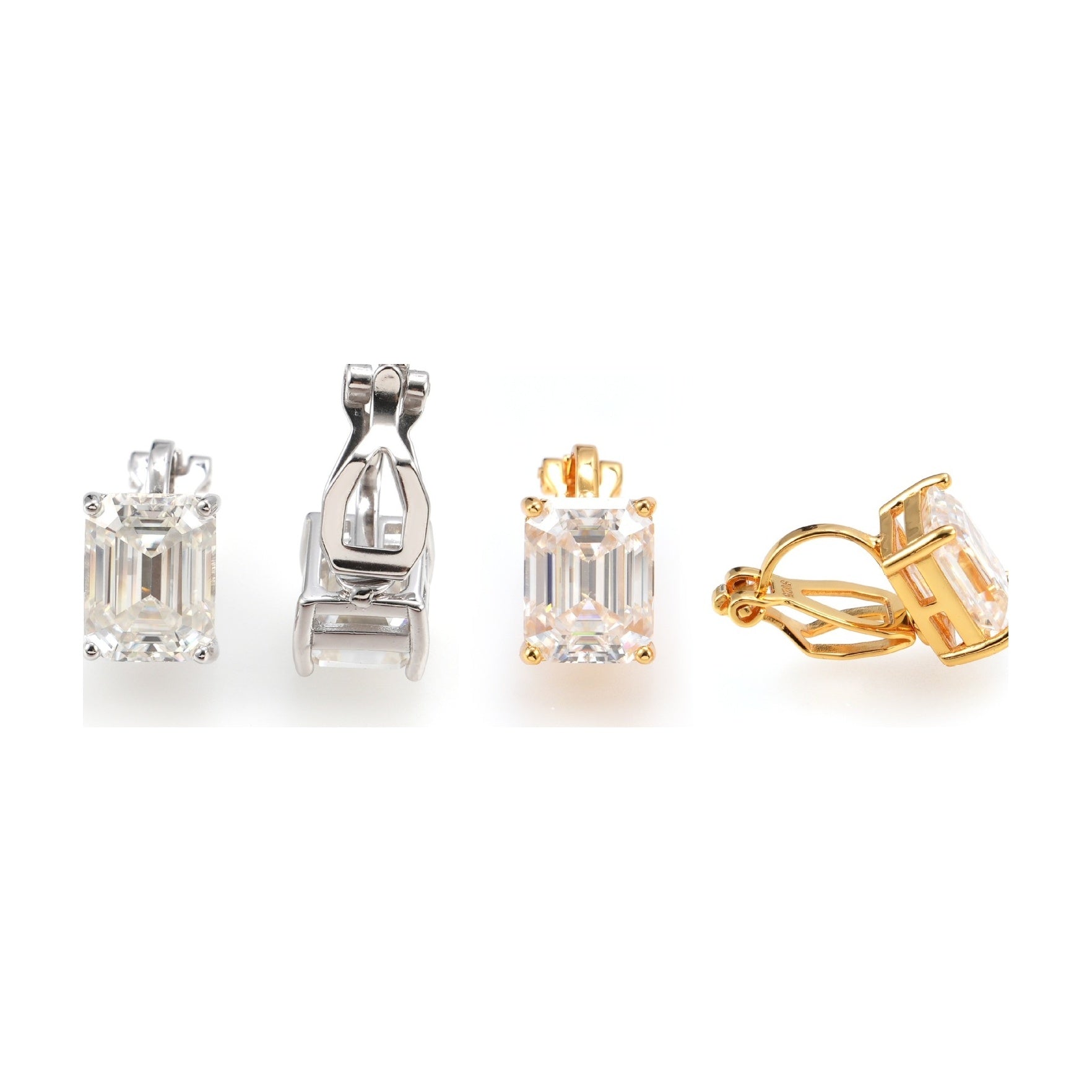 3ct Moissanite Ear Cuff, S925 D-Color Emerald Cut