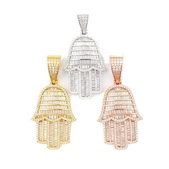 925 Silver Paved Palm Moissanite Pendant Hip-Hop Chain