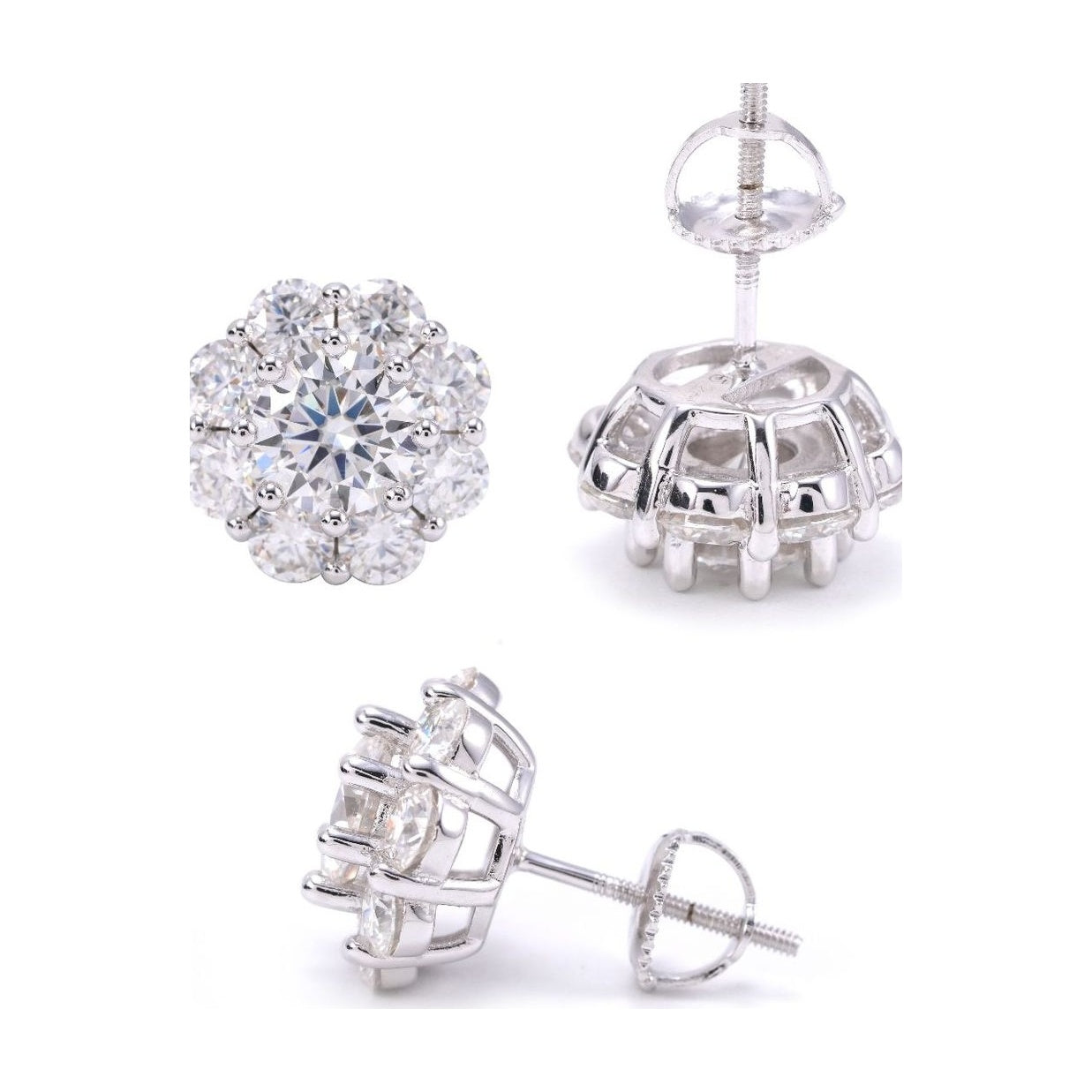 Flower Stud Earrings S925 Silver 12mm Moissanite