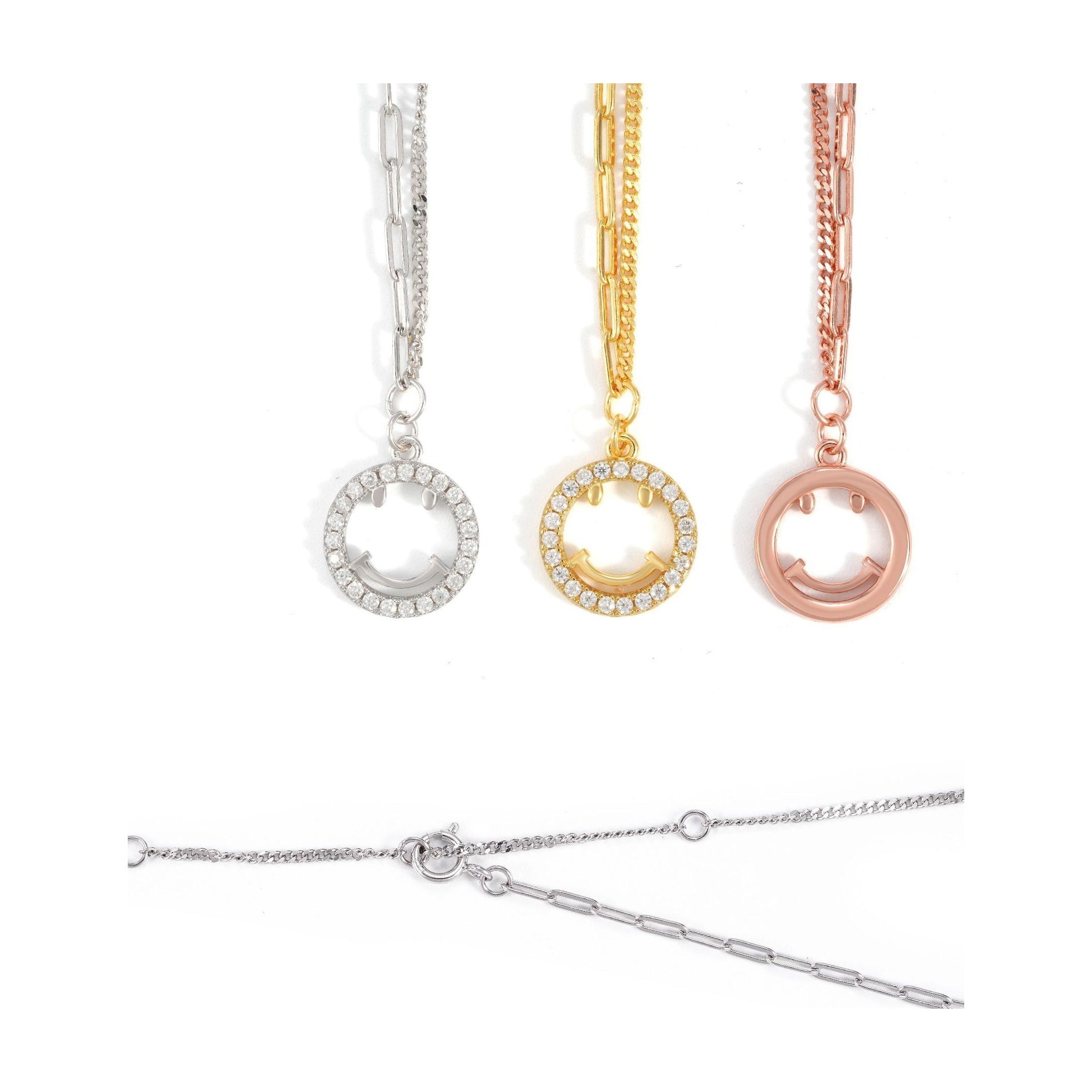 Smiley Face Choker S925 Silver Moissanite + GRA Certificate