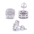 S925 D-Color Square Moissanite Stud, Hip-Hop Style