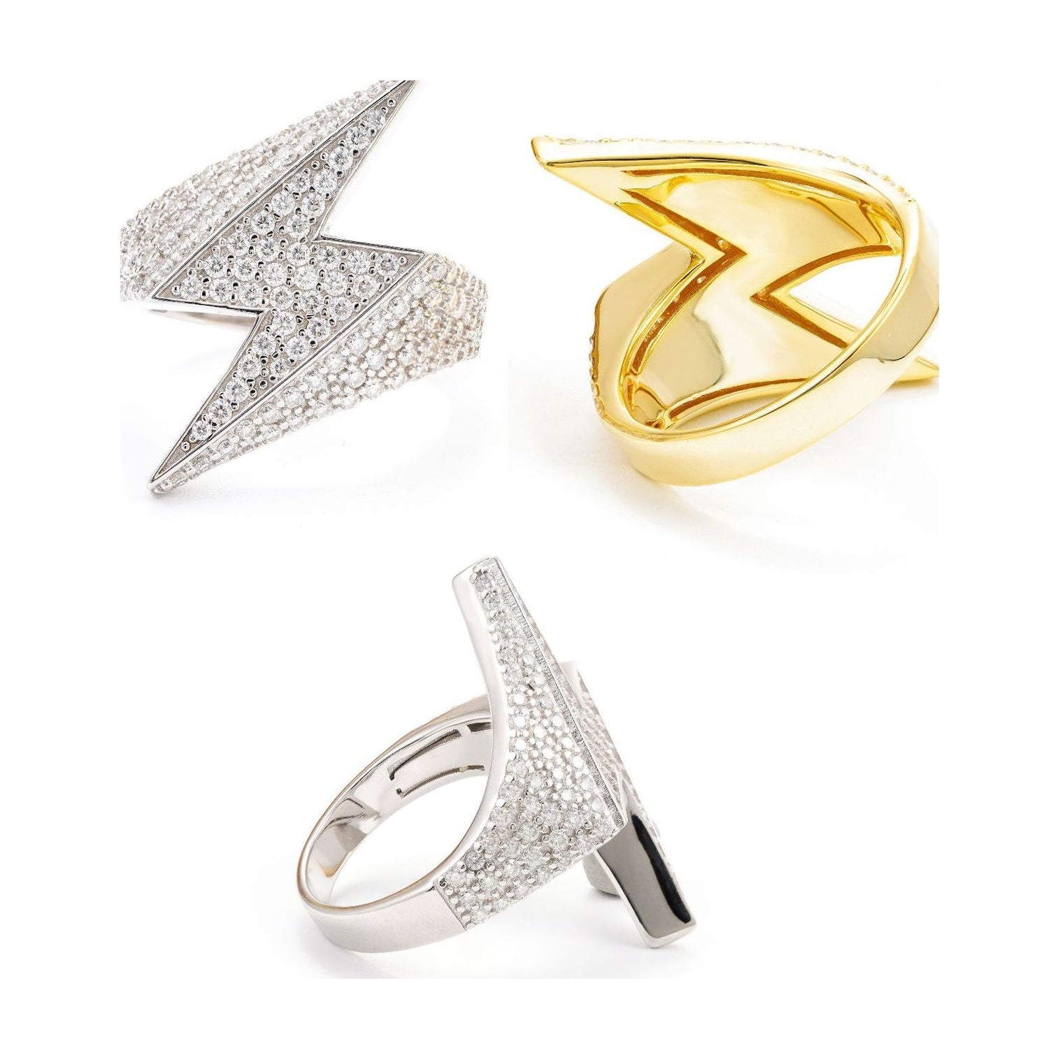 Lightning Ring S925 Silver Moissanite Hip-hop Couple Style