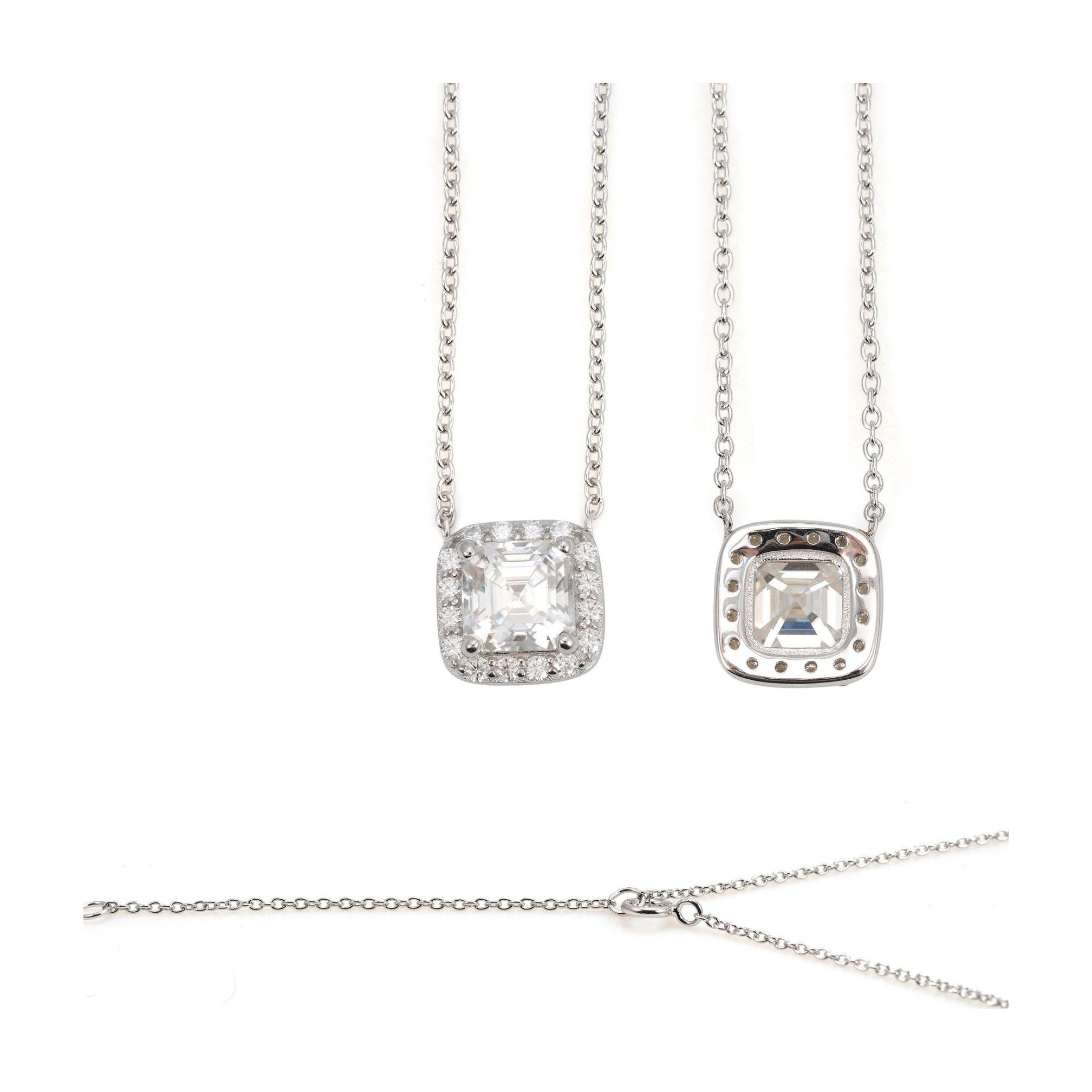 S925 1.5ct Asscher Moissanite Necklace, Elegant Daily Wear