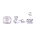 S925 Silver Moissanite Emerald Cut Studs
