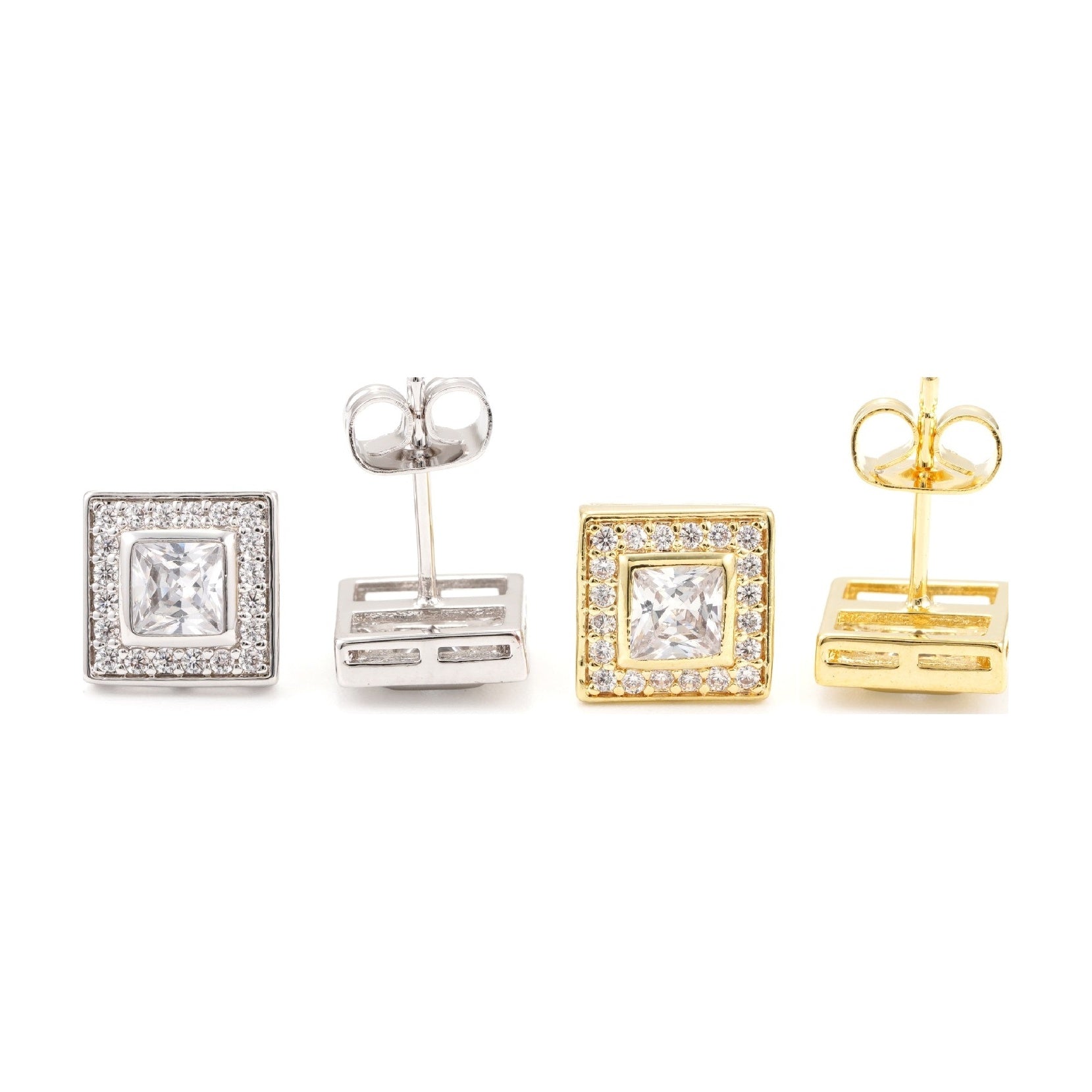 S925 Silver Moissanite Square Stud Earrings