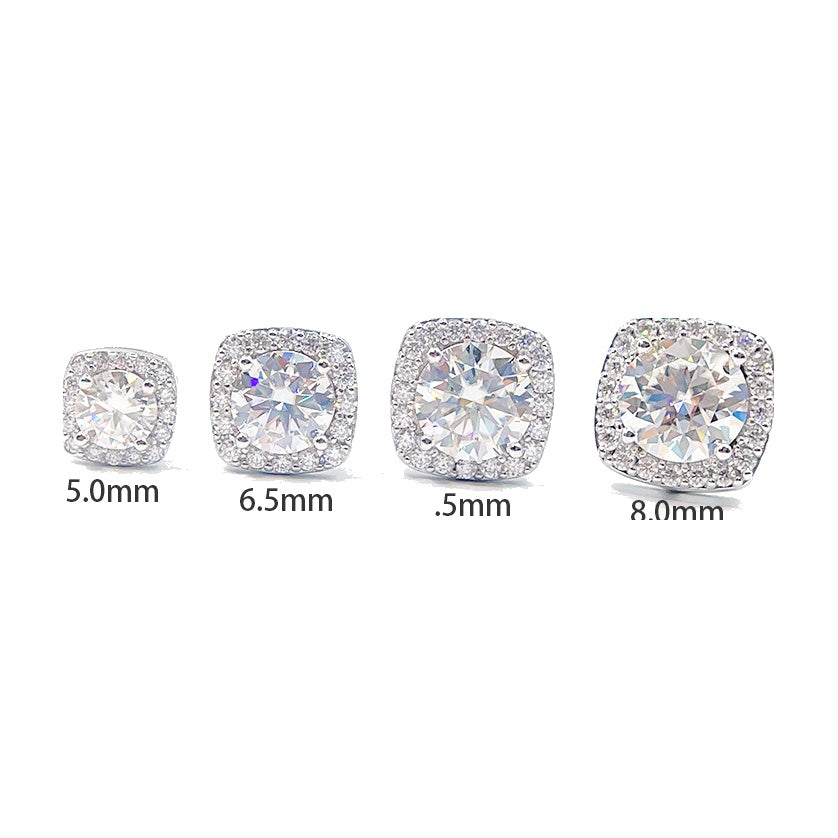 INS S925 Silver Moissanite Paved Studs Unisex Fashion