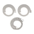 14mm double row crescent Cuban chain, S925 silver, moissanite