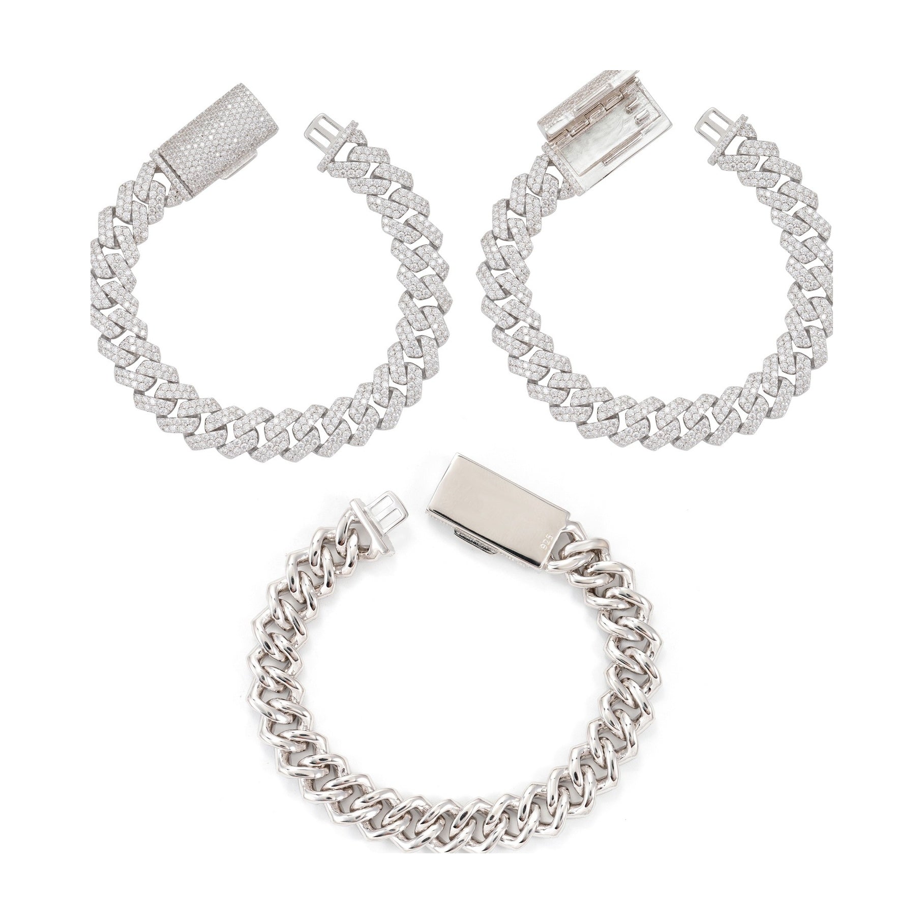 S925 12mm Double Row Moissanite Cuban Chain