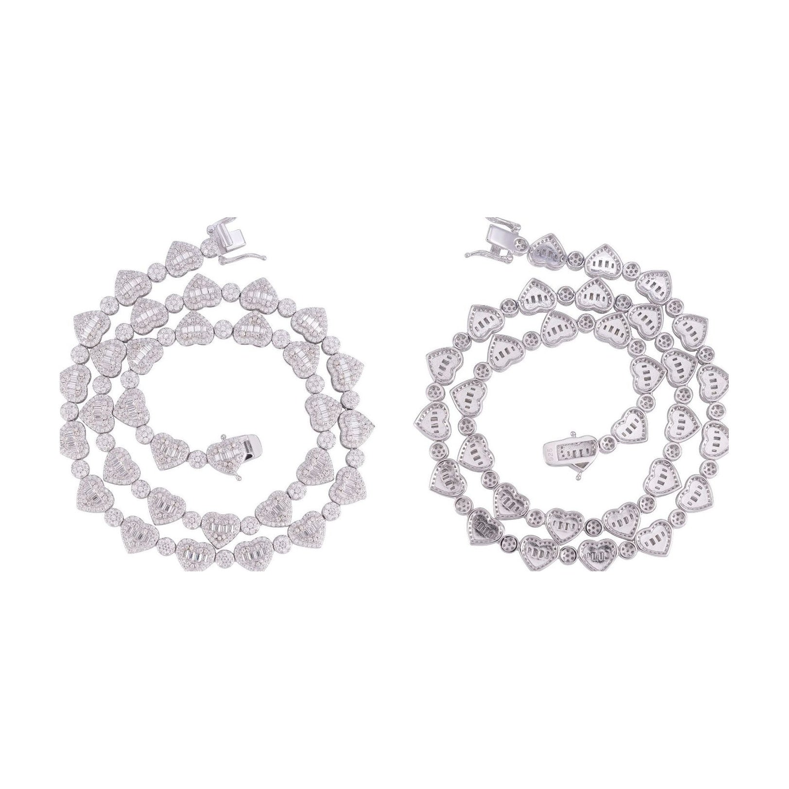 Heart Bracelet, 8.5mm, S925 Silver, Moissanite, Couple