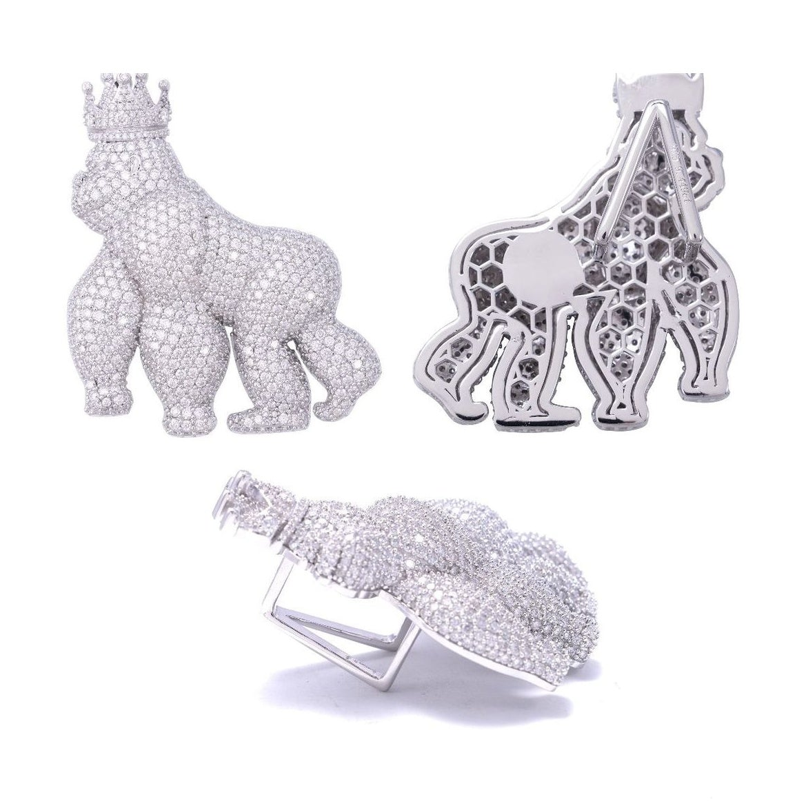 Animal Pendant, S925 Silver, Moissanite, Hip-Hop