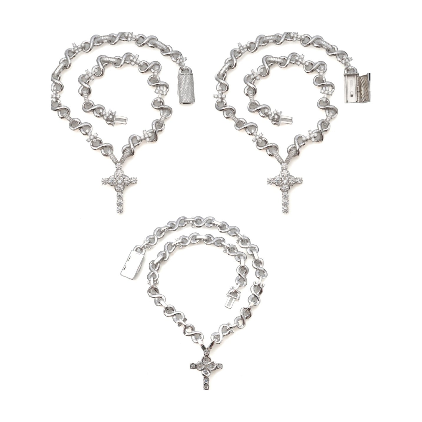 S925 Moissanite 13mm 8-Figure Cuban Chain w/ Cross