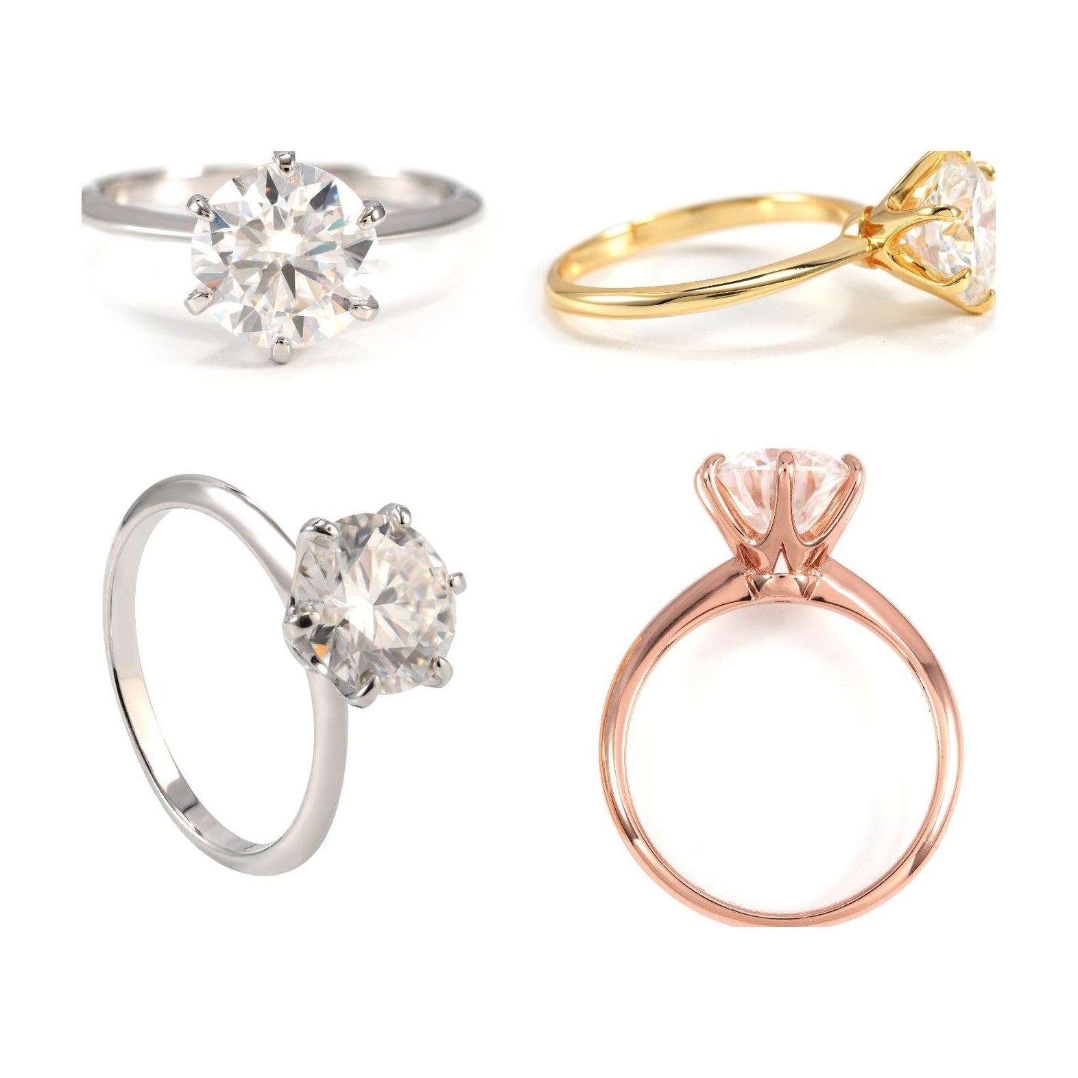 S925 3ct Round Moissanite Ring, 6-Prong, Luxury Fire