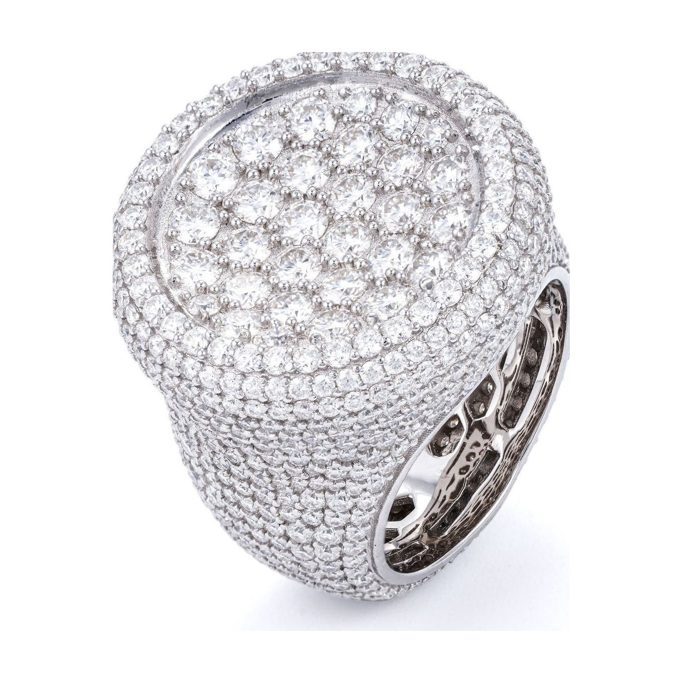 Hip-Hop Ring, S925 Silver, Round Moissanite, Full Set