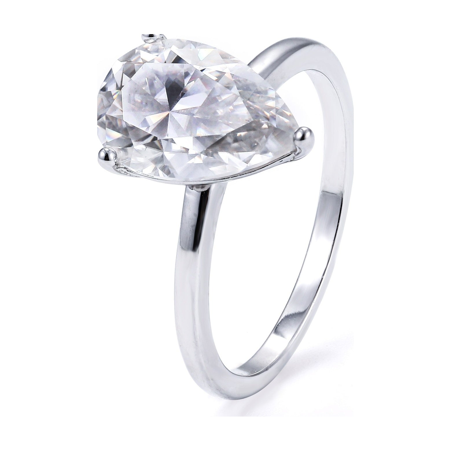 Teardrop Ring, 4ct D Color Moissanite, S925 Silver