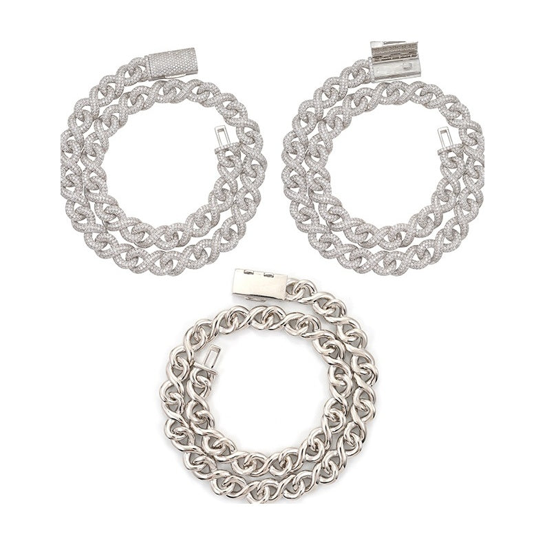 Cuban Chain, 13mm, S925 Silver, Moissanite, Hip-Hop
