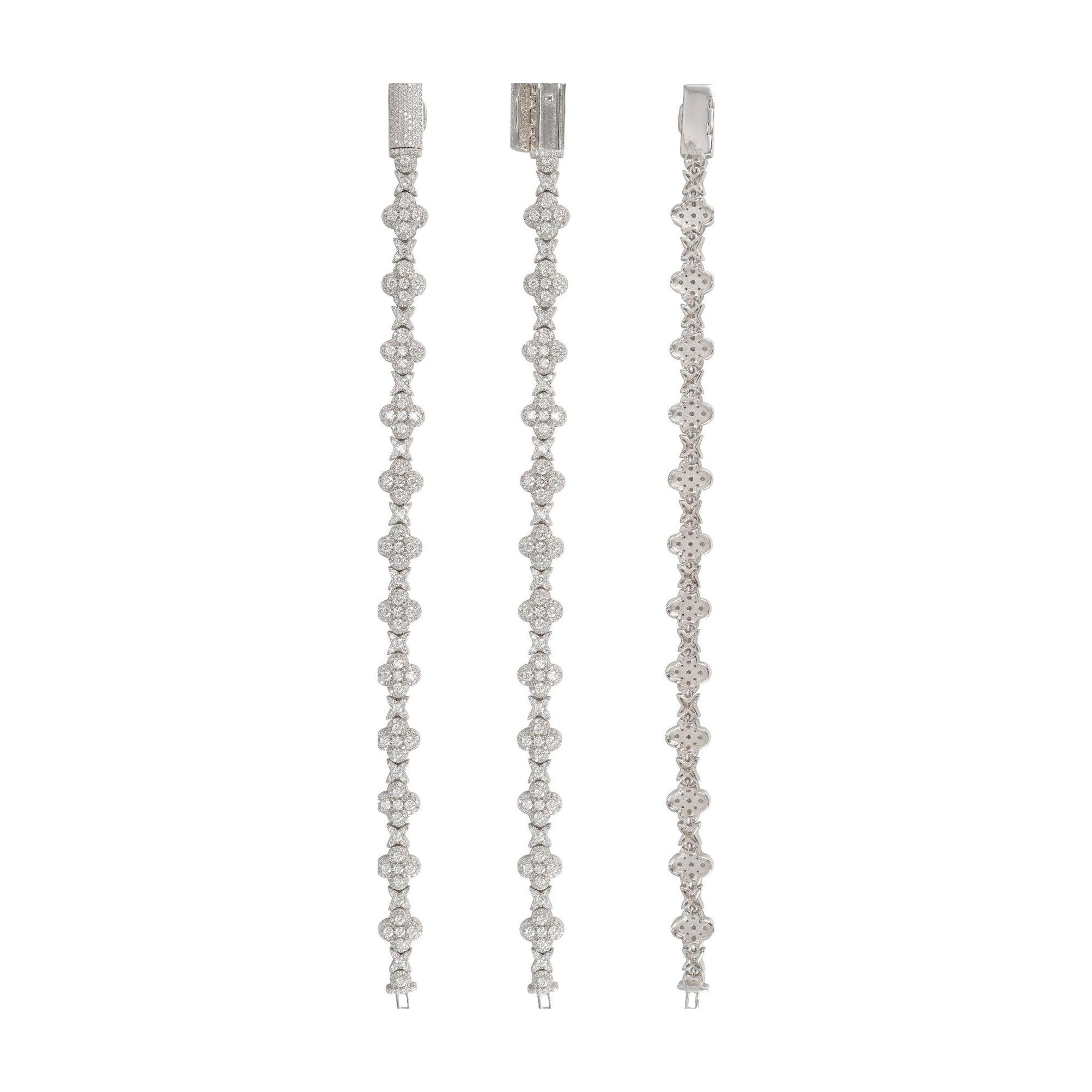 S925 Moissanite Clover & Star Bracelet, Hip-Hop