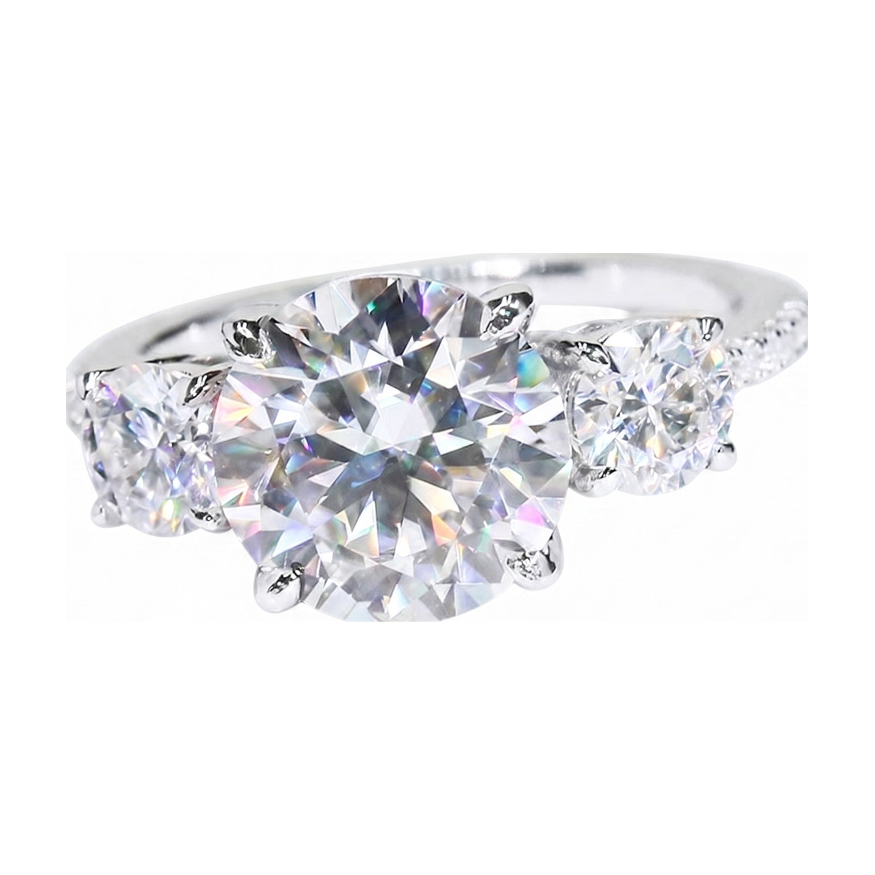 S925 Moissanite Ring 4ct Round 8H8A Proposal Ring