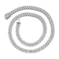 S925 Silver Pave Moissanite 8mm Cuban Chain