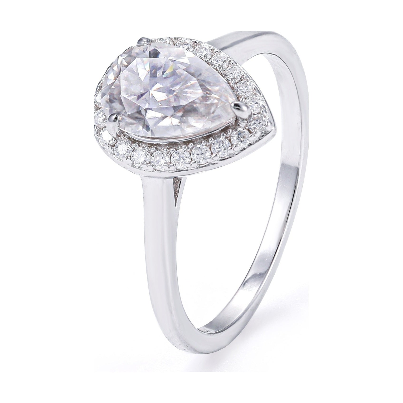 Teardrop Ring, 1.5ct Moissanite, S925 Silver, Proposal