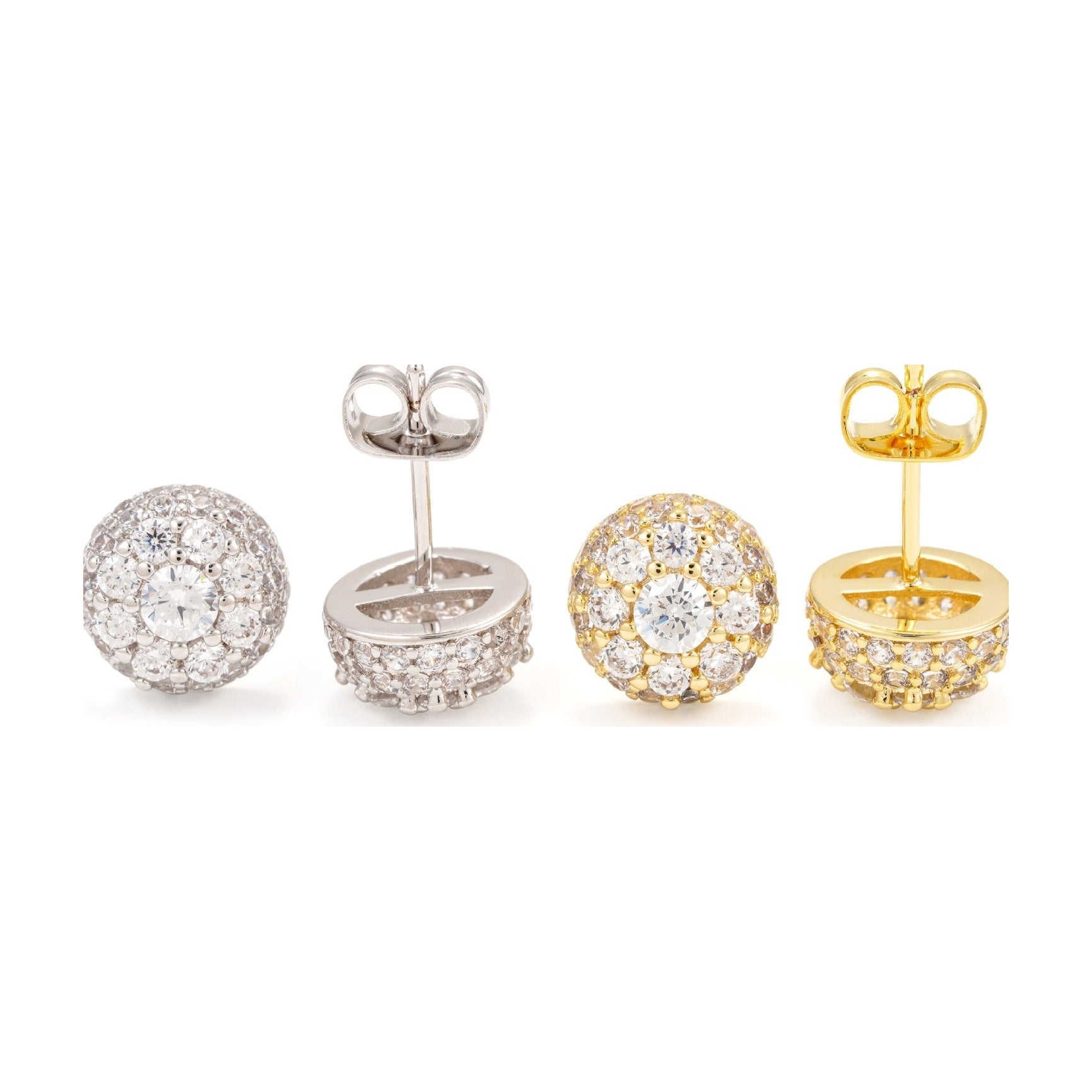 S925 Silver Moissanite Stud Earrings 9.3mm Round Side Setting