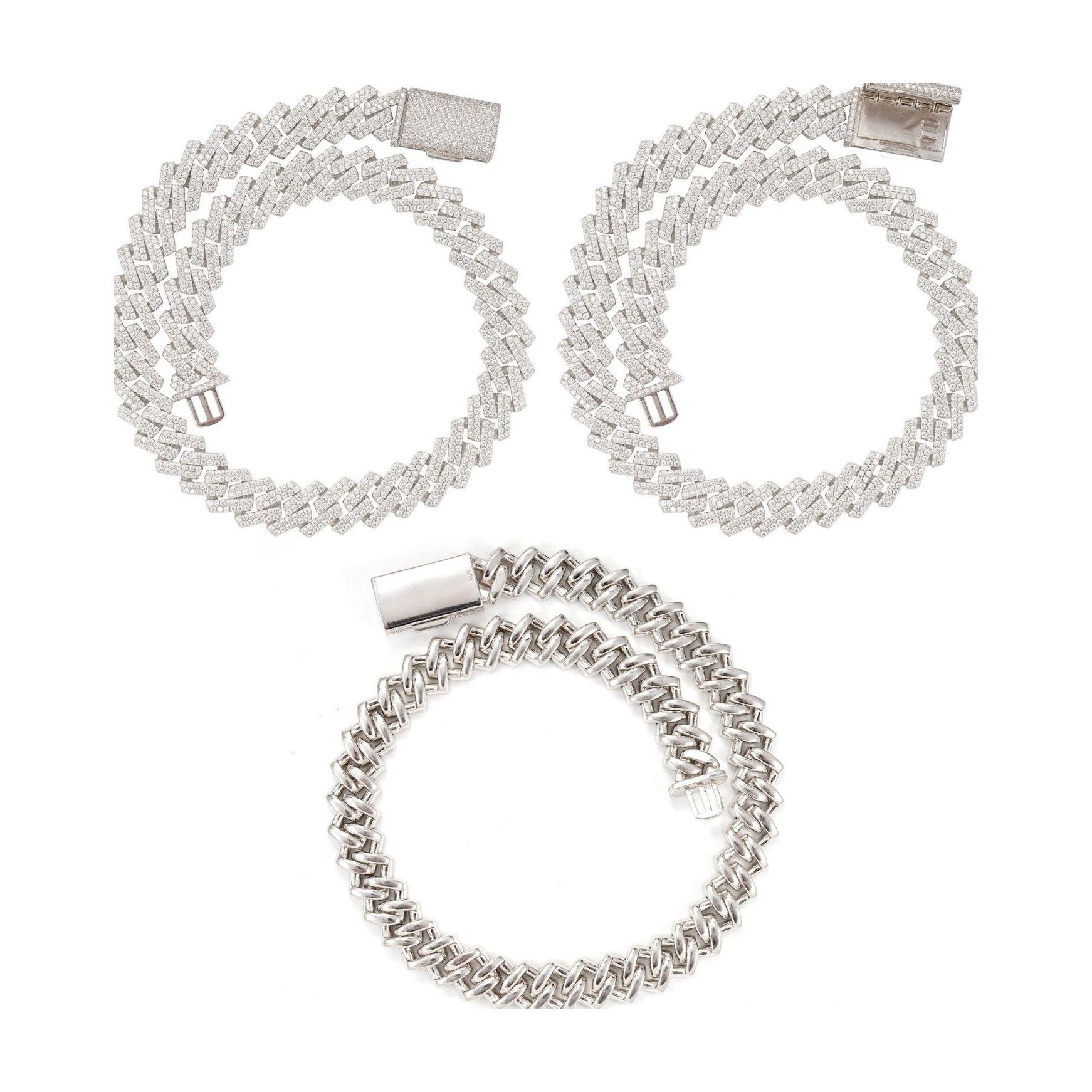 S925 Silver 15mm Double Moissanite Cuban Chain