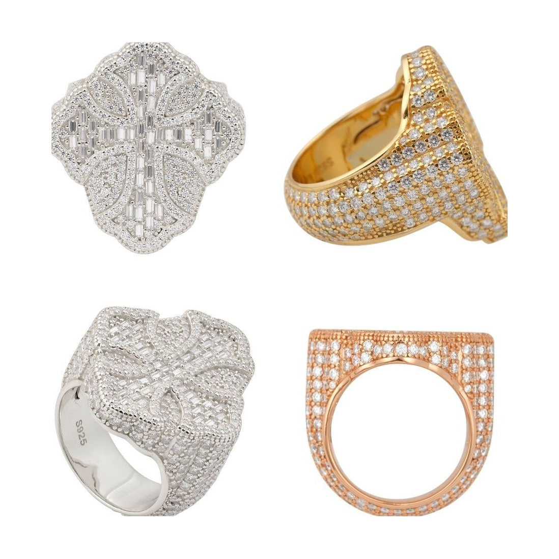 Cross Ring S925 Full Pave Moissanite Hip-hop Style