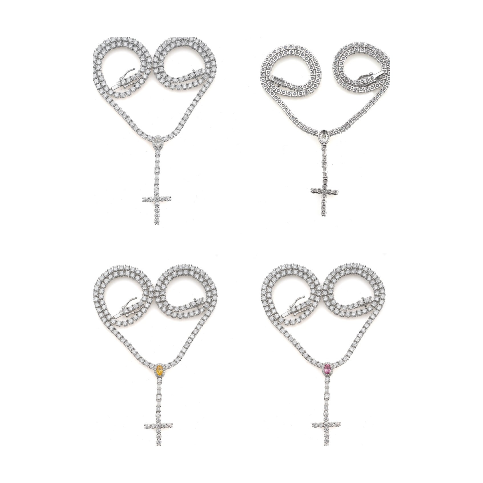 S925 Silver 3mm Tennis Chain + Cross Pendant Wedding