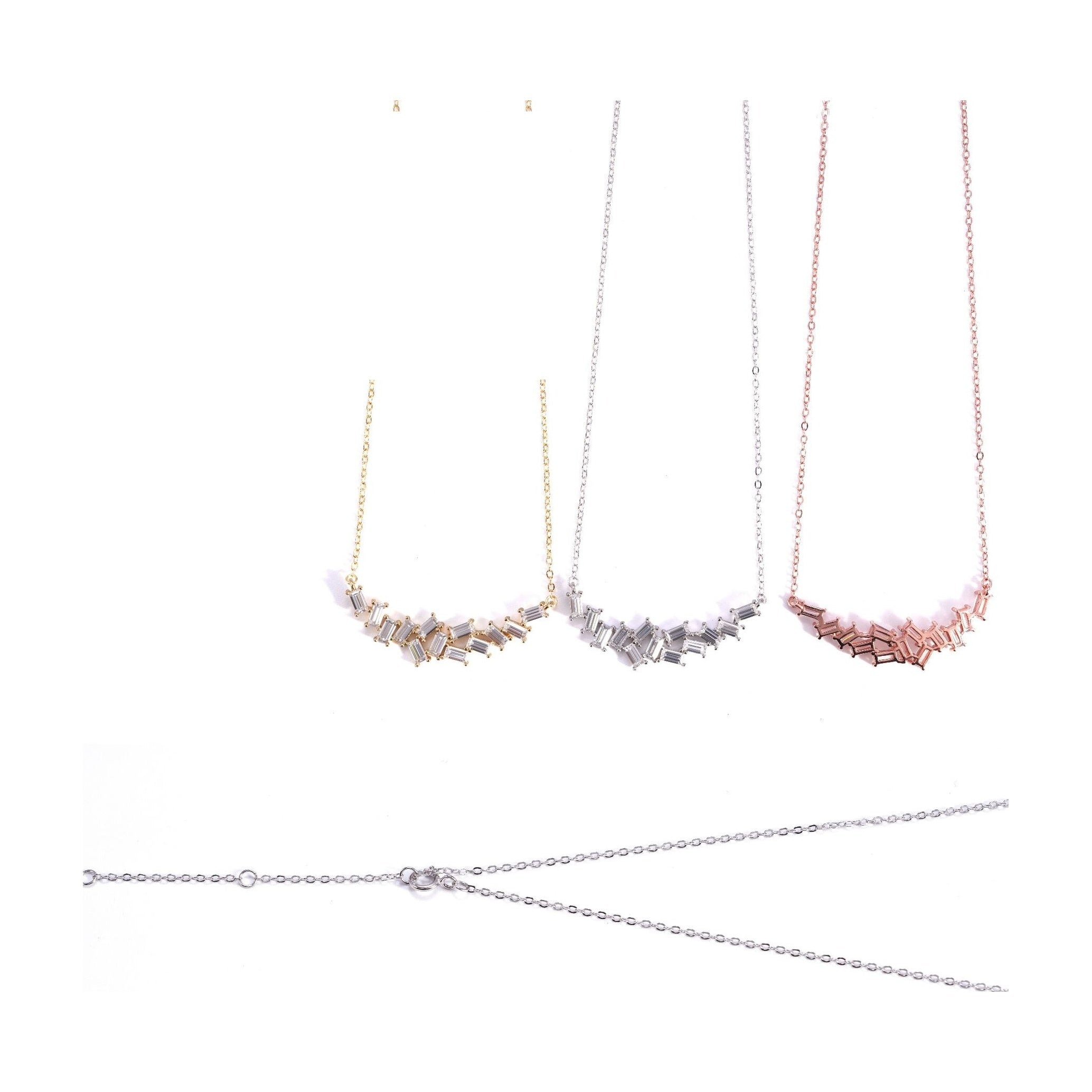 S925 Rectangle Moissanite Collarbone Chain