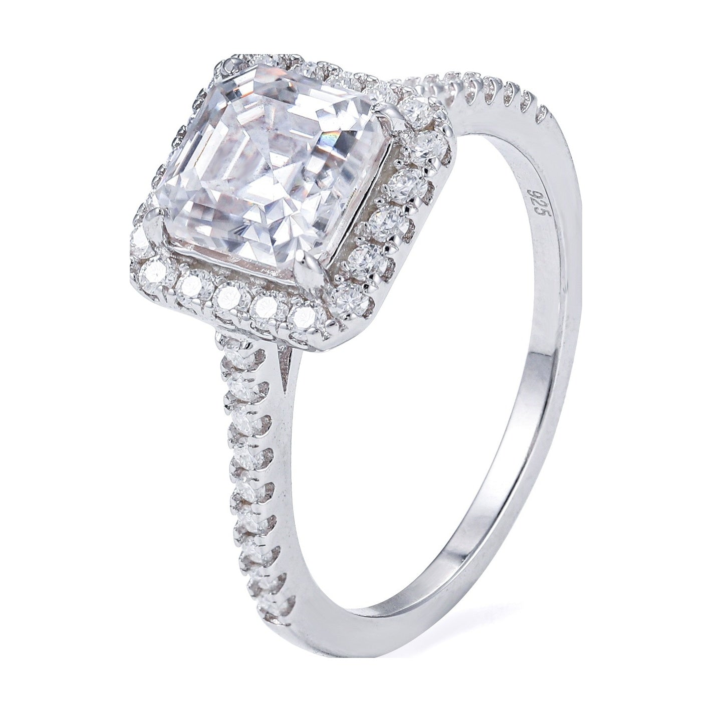 2ct Moissanite Asscher/Tower Cut S925 Silver Ring