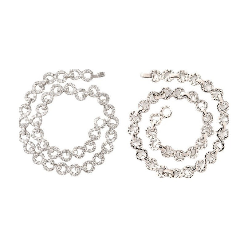 8-Shape Moissanite Chain, S925 Silver, 13mm Cuban Link