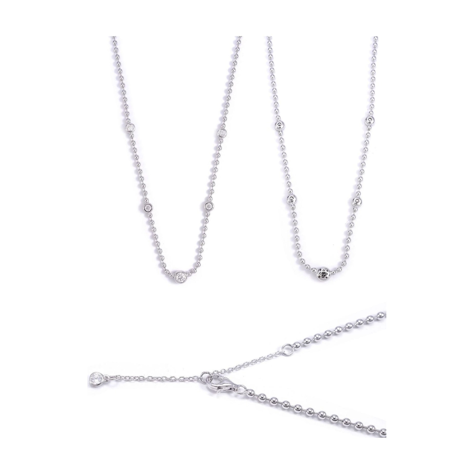 S925 Silver Moissanite Bezel Collarbone Chain