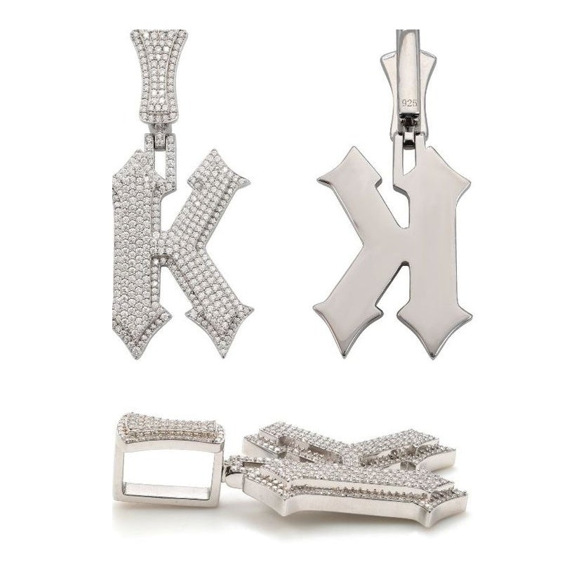 Letter Pendant S925 Silver Full Pave Moissanite Punk