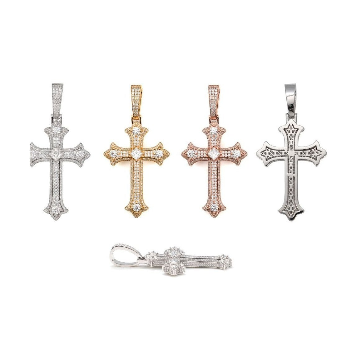 S925 Moissanite Cross Pendant, Punk Hip-Hop Style