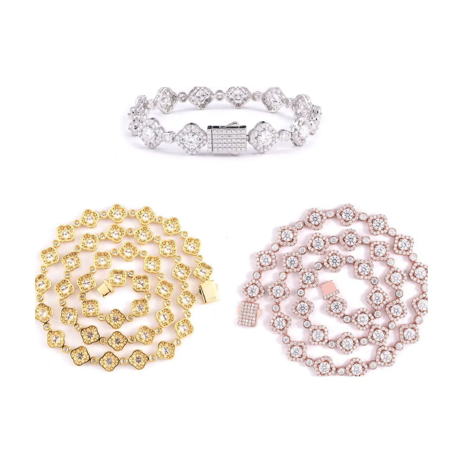 S925 D-Color Moissanite Four-Leaf Clover Bracelet