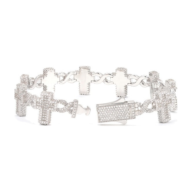 S925 Cross Bracelet Moissanite VVS Full Pave Hip-Hop