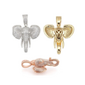 S925 Silver Elephant Pendant w/ Moissanite