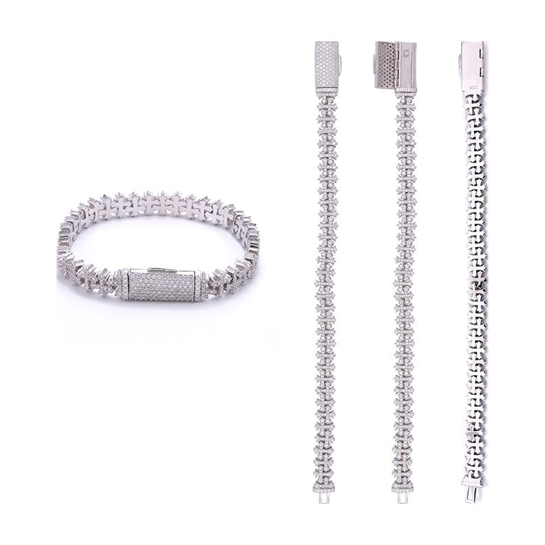 Cuban Chain, 8.5mm, S925 Silver, Moissanite, Hip-Hop