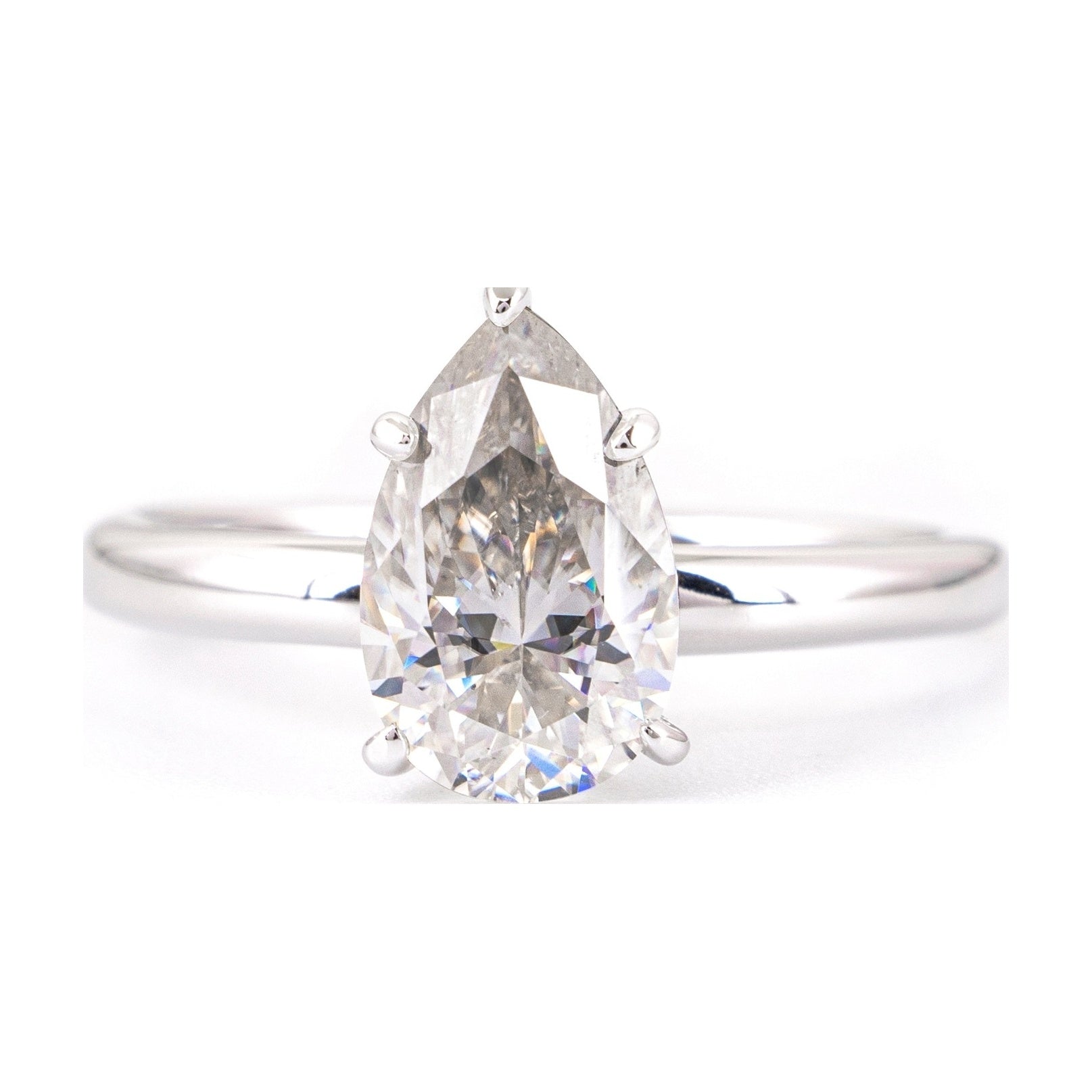 S925 Silver 1.8ct Teardrop Moissanite Ring w/GRA